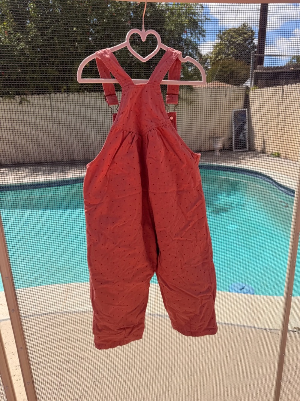 Konges Slojd Nola Girls red Heart Overalls Kids Bottoms valentines - Picture 3 of 3